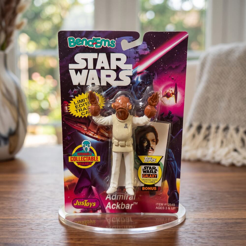 1994 JusToys Star Wars Bend-Ems Admiral Ackbar Topps Card Sealed 12549